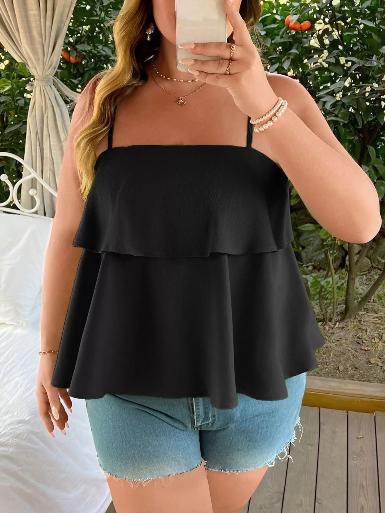 Plus Size Ruffle Hem Cami — women's cami Australia