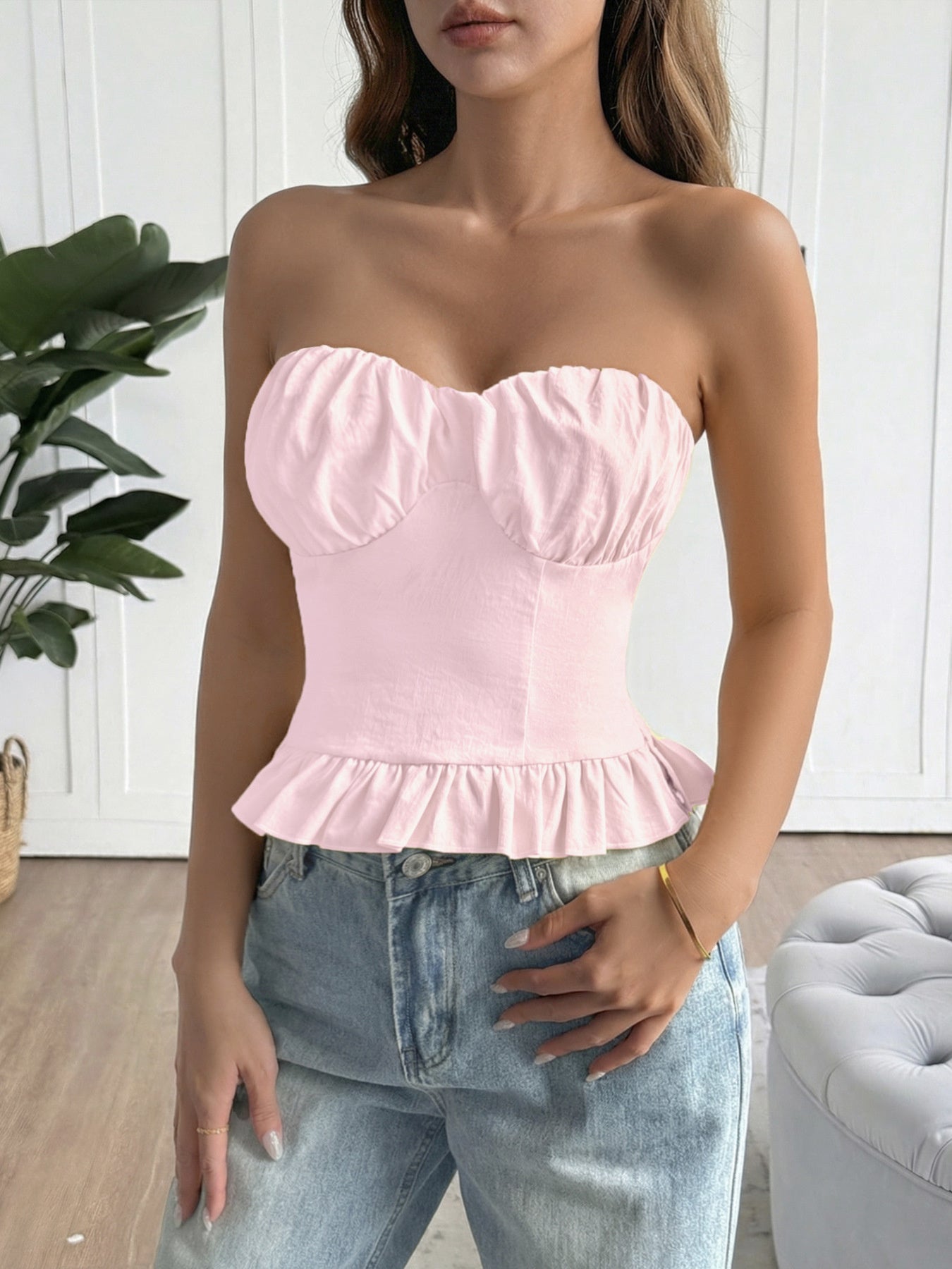 Ruffled Hem Tube Top — women's top Australia