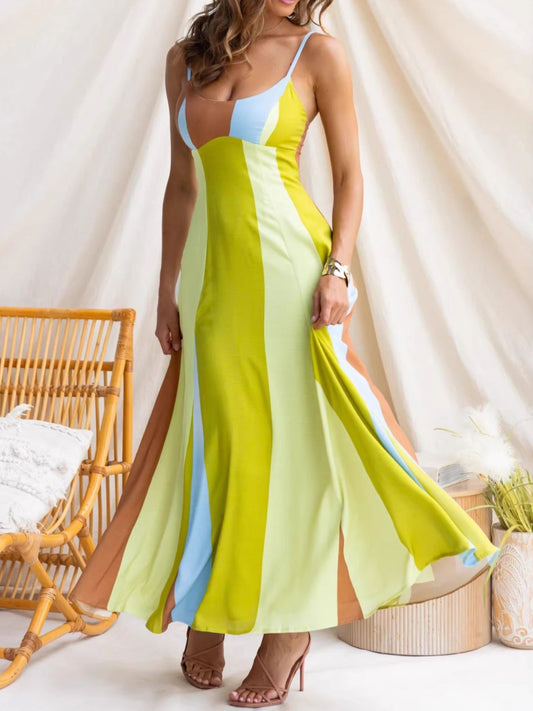 Color Block Spaghetti Strap Maxi Dress — women's casual dress Australia