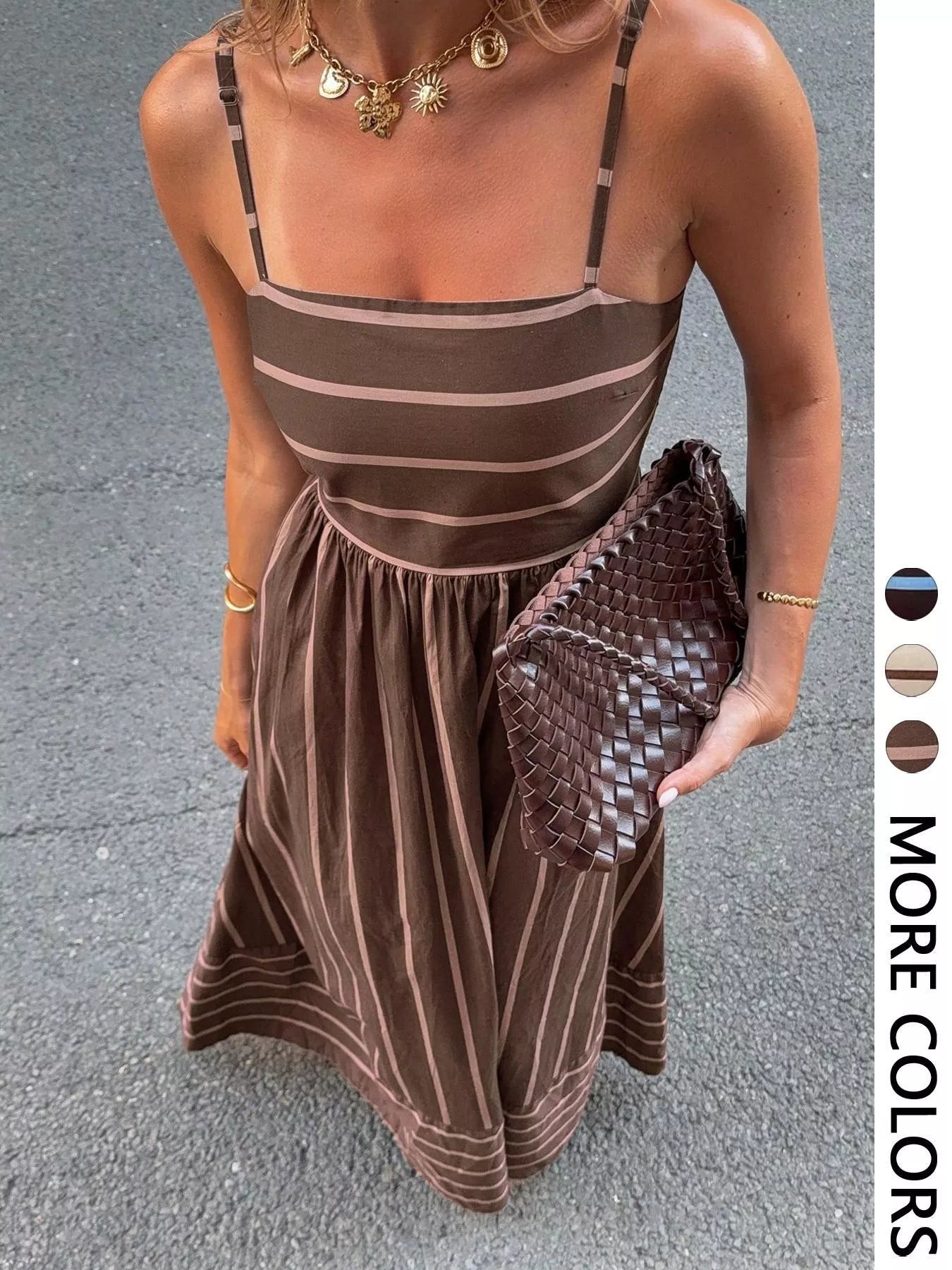 Women's Cutout Back Striped Maxi Dress — Chic and Unique AU