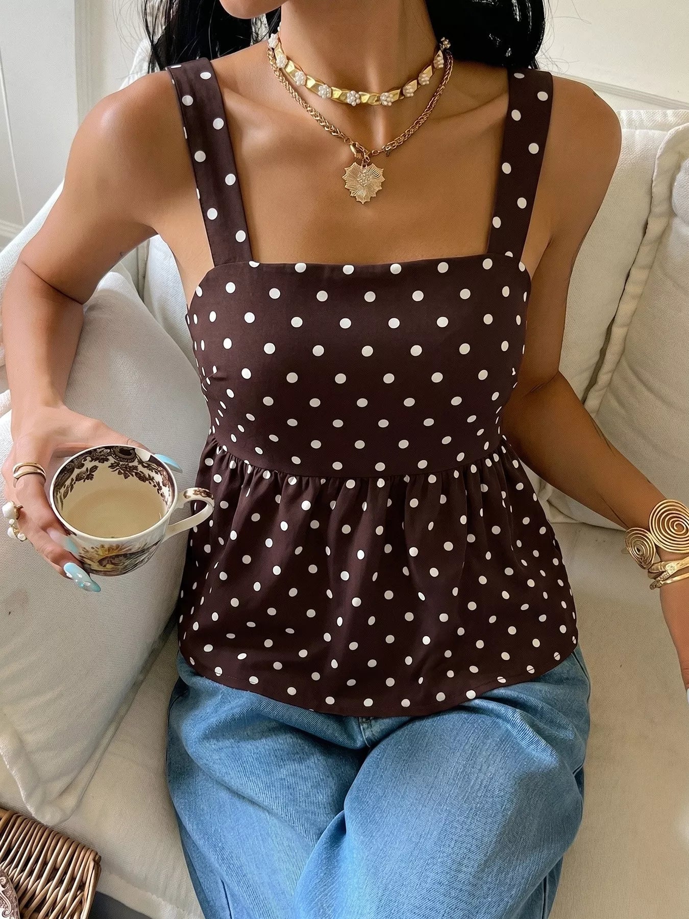 Polka Dot Tie Back Cami — women's cami Australia