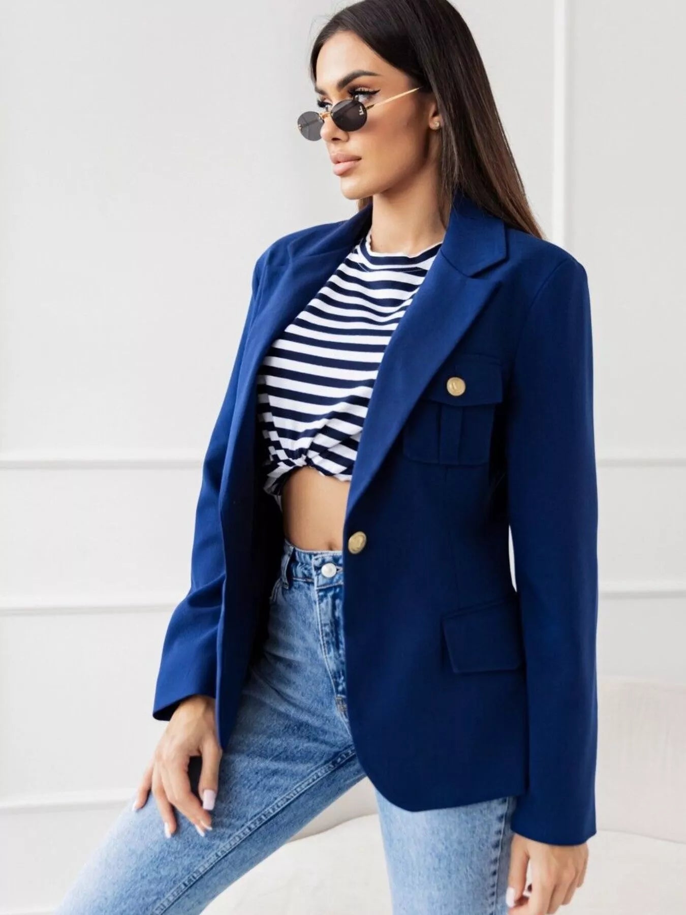 Lapel Collar One Button Blazer — women's blazer Australia