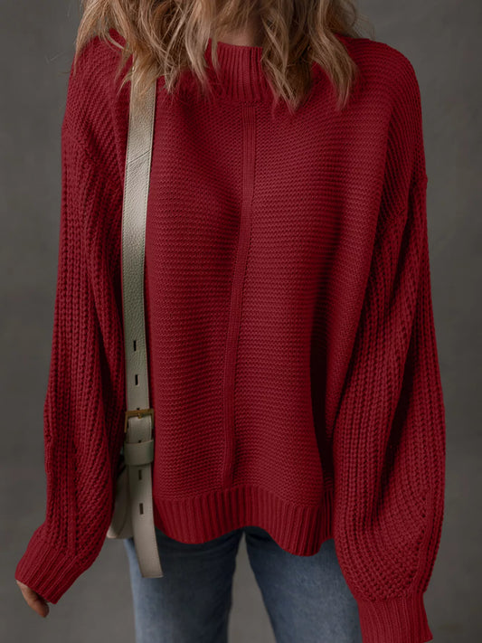 Women's Solid Color Front Seam Drop Shoulder Loose Sweater — women's knit sweater Australia