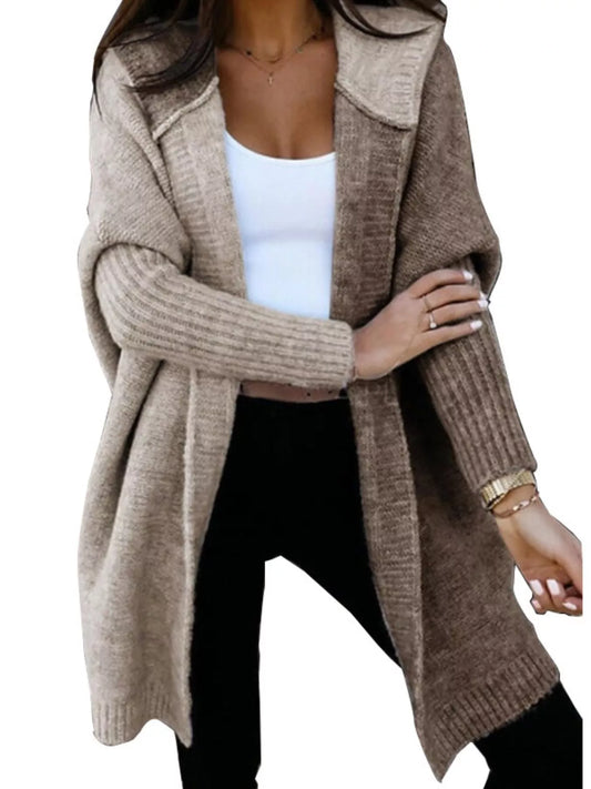 Women's Two-Tone Open Front Knit Hooded Cardigan — women's knit cardigan Australia
