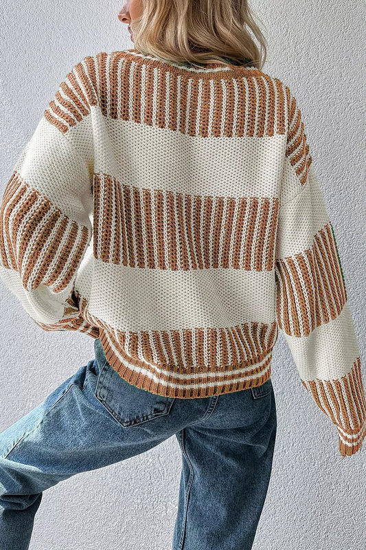 Women's Striped Knit Long Sleeve Sweater — women's knitwear Australia