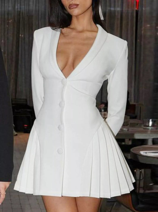 Button Down Blazer Pleated Mini Dress — women's cocktail dress Australia