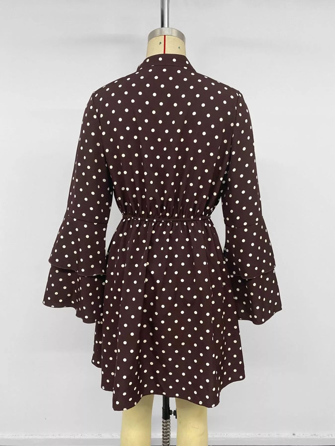 Women's Polka Dot Flare Sleeve Tie Neck Dress — Chic and Unique AU