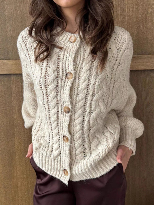 Women's Cable Knit Button-Down Cardigan — women's knit cardigan Australia