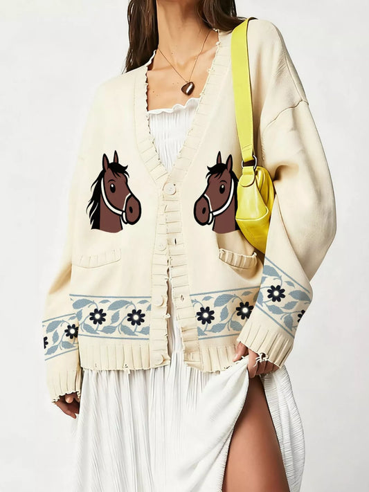 Women's Horse Button Down Cardigan — women's knitwear Australia