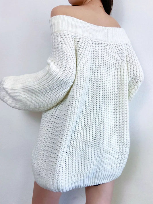 Women's Off-Shoulder Chunky Knit Sweater — women's knitwear Australia