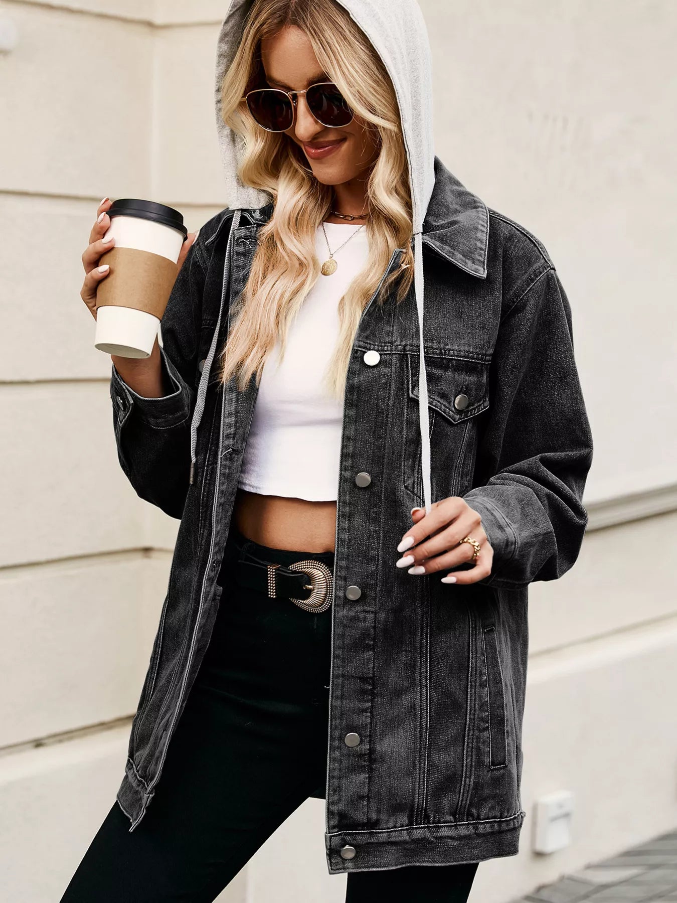 Button Up Long Sleeve Denim Jacket — women's jacket Australia