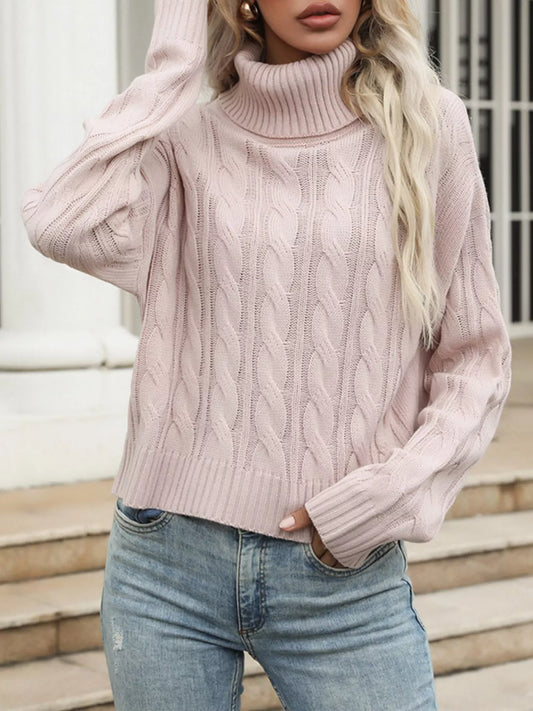 Women's Cable Knit Turtleneck Sweater — women's knit sweater Australia