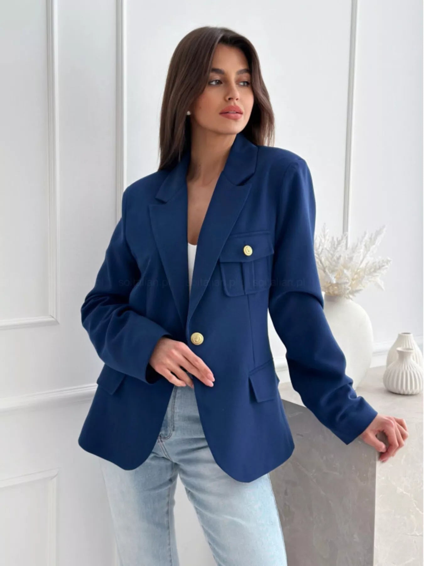 Lapel Collar One Button Blazer — women's blazer Australia