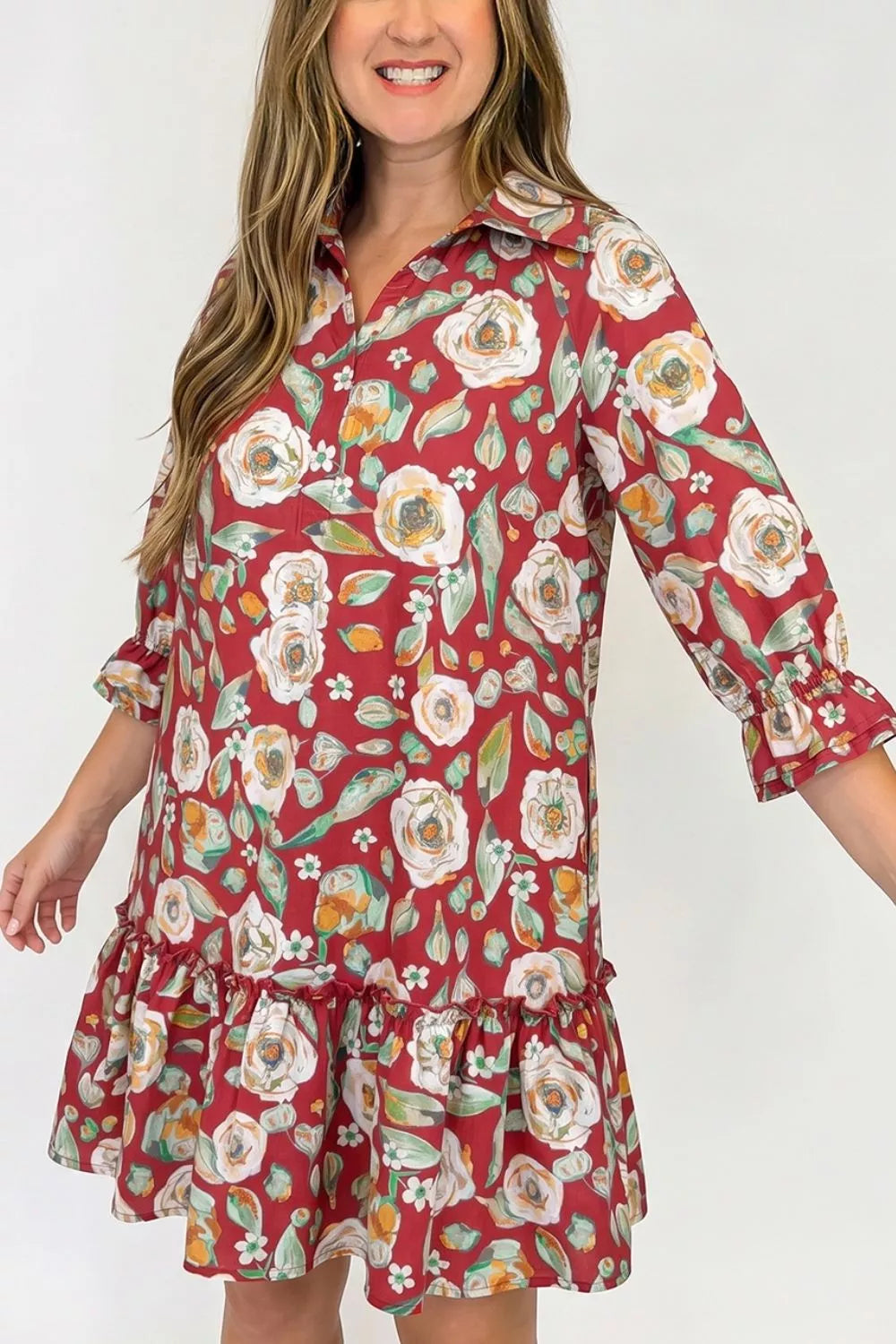 Women's Floral Print Half Sleeve Short Shift Dress — Chic and Unique AU