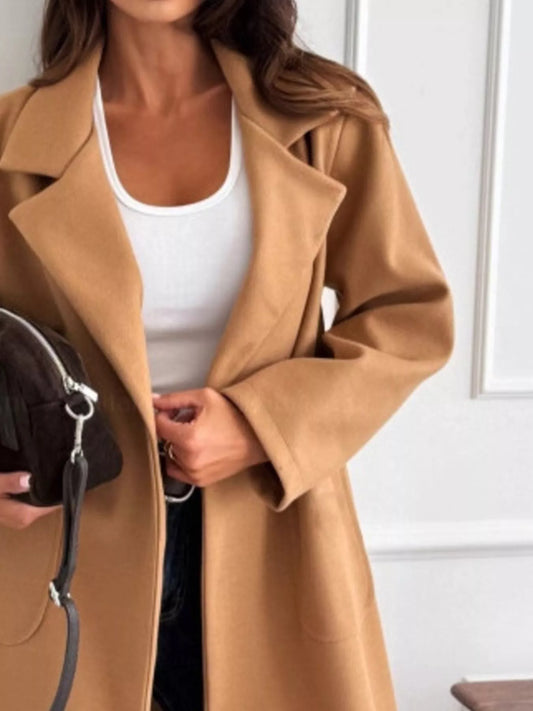 Long-Sleeve Single-Breasted Trench Coat — women's coat Australia
