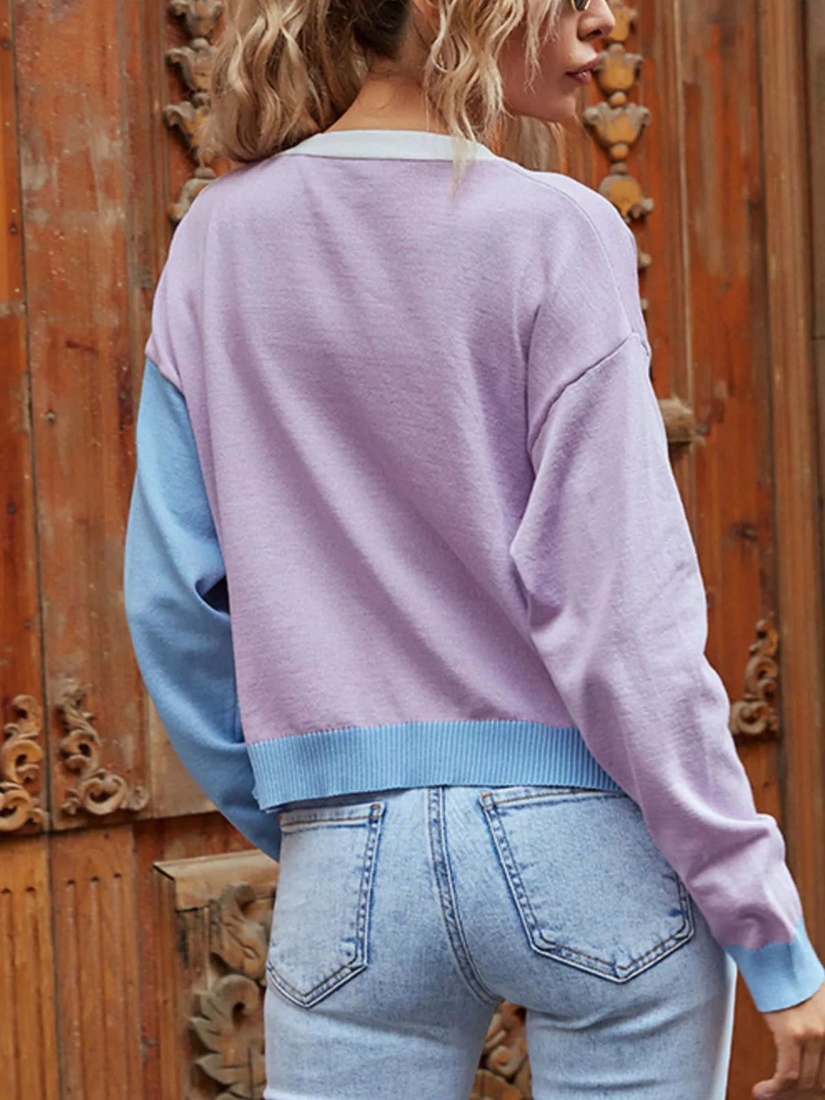 Women's Color Block Button Up Cardigan — women's knit cardigan Australia