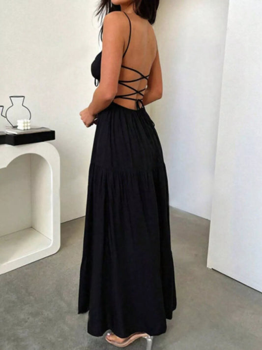 Lace Up Back Maxi Cami Dress — women's maxi dress Australia