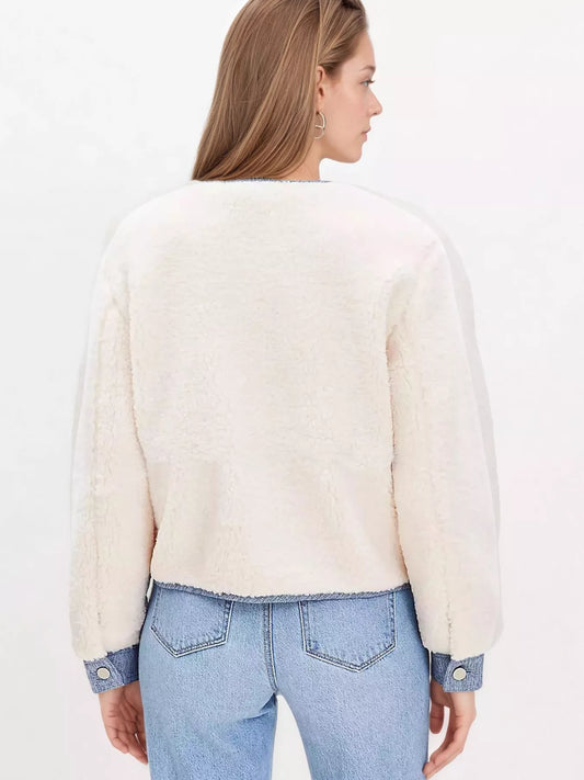 Contrast Trim Teddy Jacket — women's jacket Australia