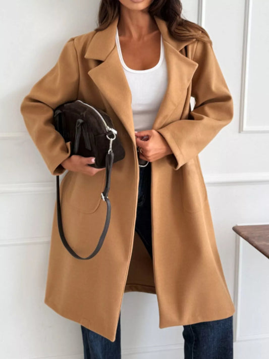 Long-Sleeve Single-Breasted Trench Coat — women's coat Australia