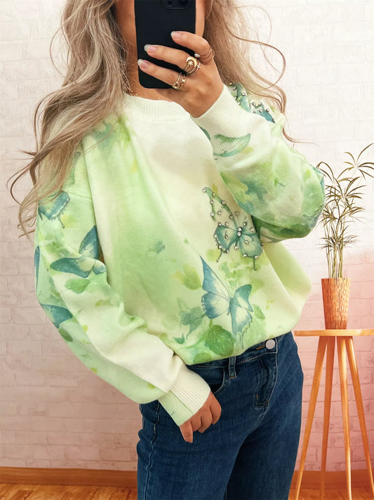 Women's Butterfly Round Neck Lightweight Sweater — women's knit sweater Australia