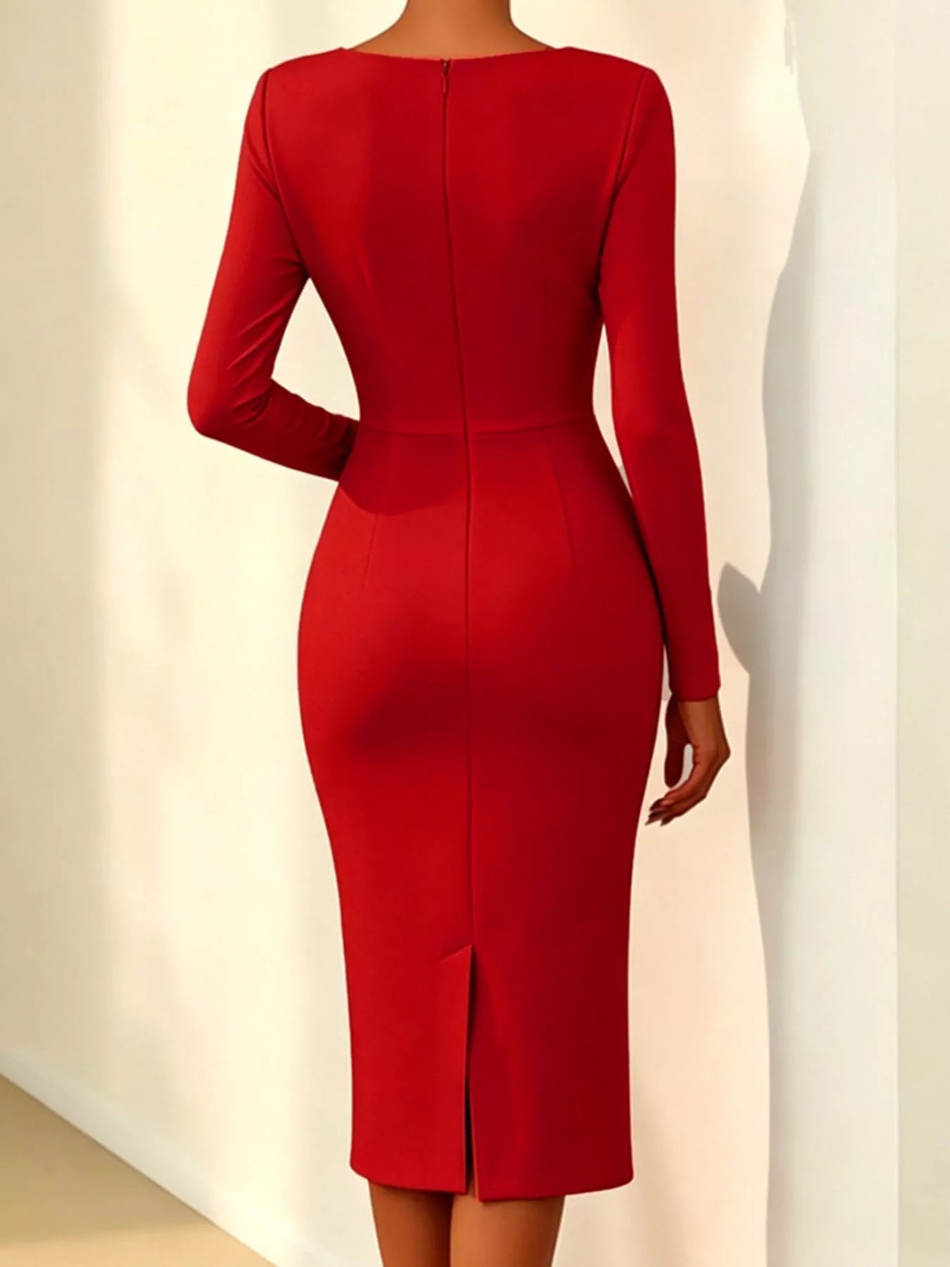 Women's Rose Embellished Asymmetrical Neck Midi Dress — Chic and Unique AU