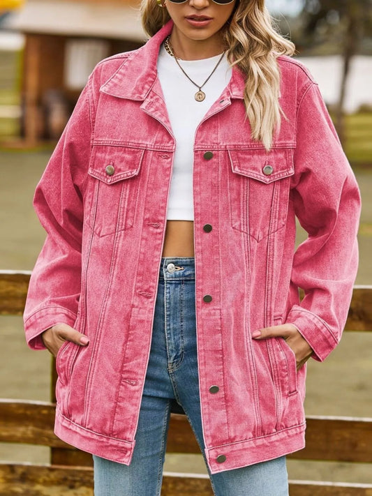 Button Down Washed Denim Jacket — women's jacket Australia