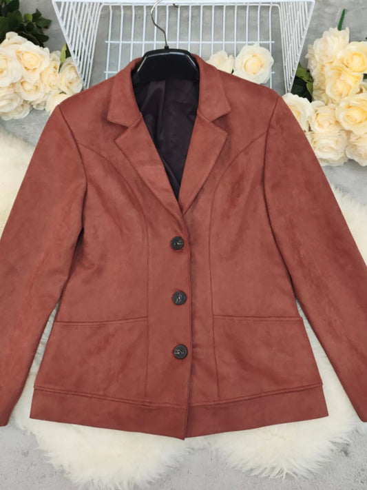 Button Up Lapel Collar Blazer — women's blazer Australia