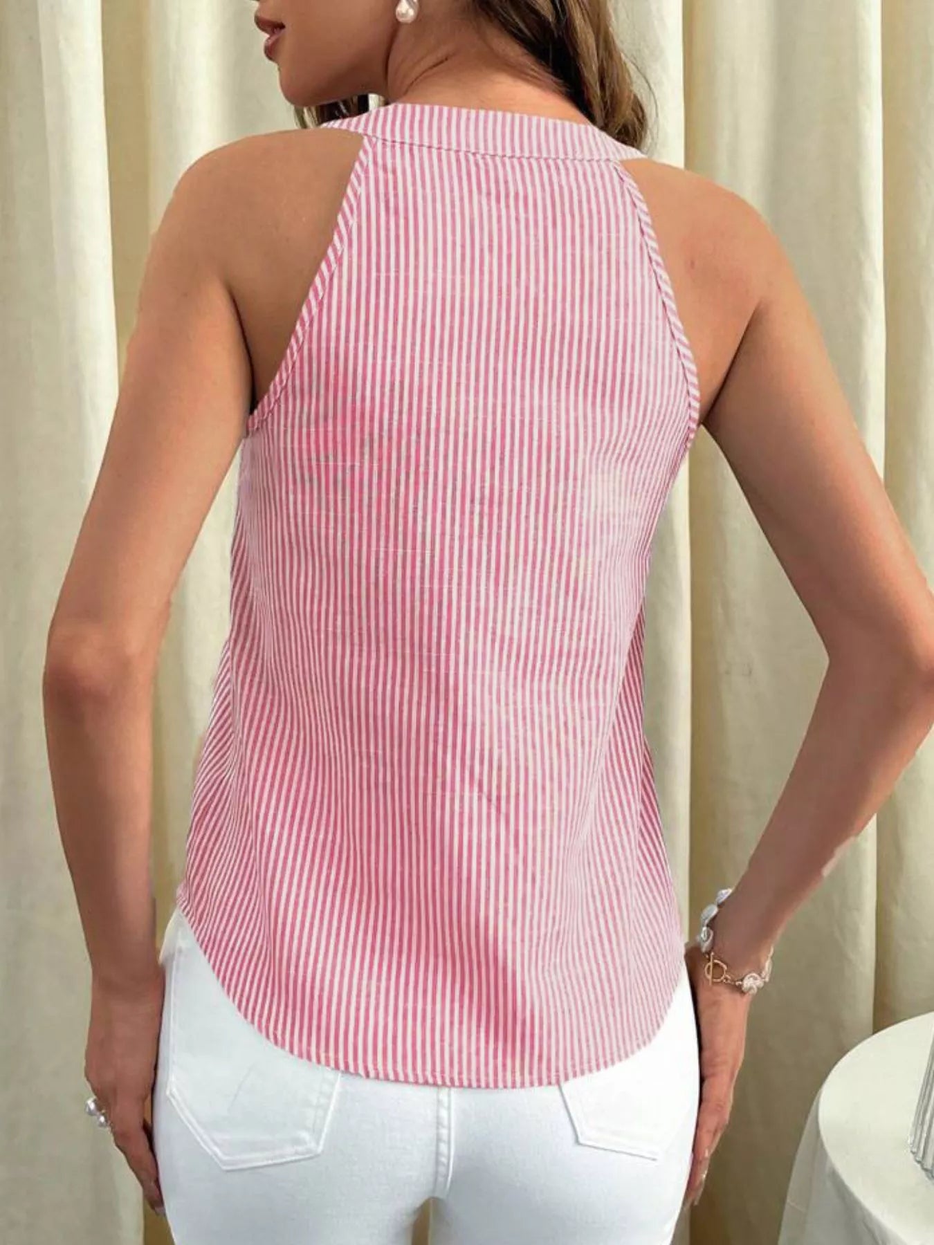 Striped Button Front Tank — women's tank top Australia