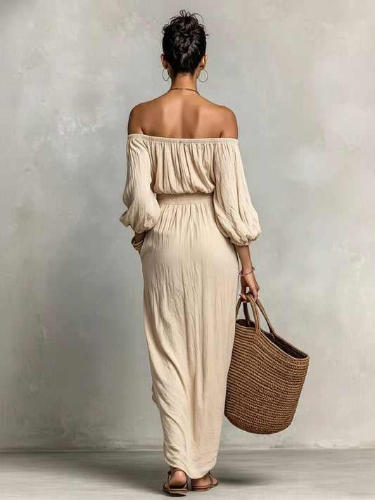 t Off-Shoulder Smocked Waist Maxi Dress — women's maxi dress Australia