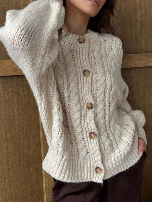 Women's Cable Knit Button-Down Cardigan — women's knit cardigan Australia