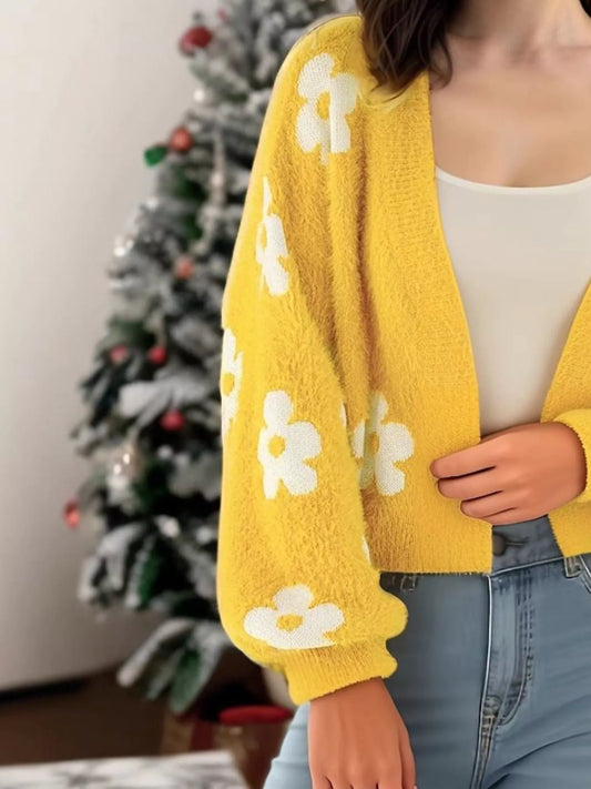 Women's Floral Open Front Cardigan — women's knitwear Australia