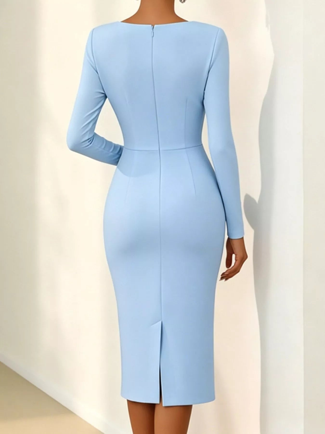 Women's Rose Embellished Asymmetrical Neck Midi Dress — Chic and Unique AU