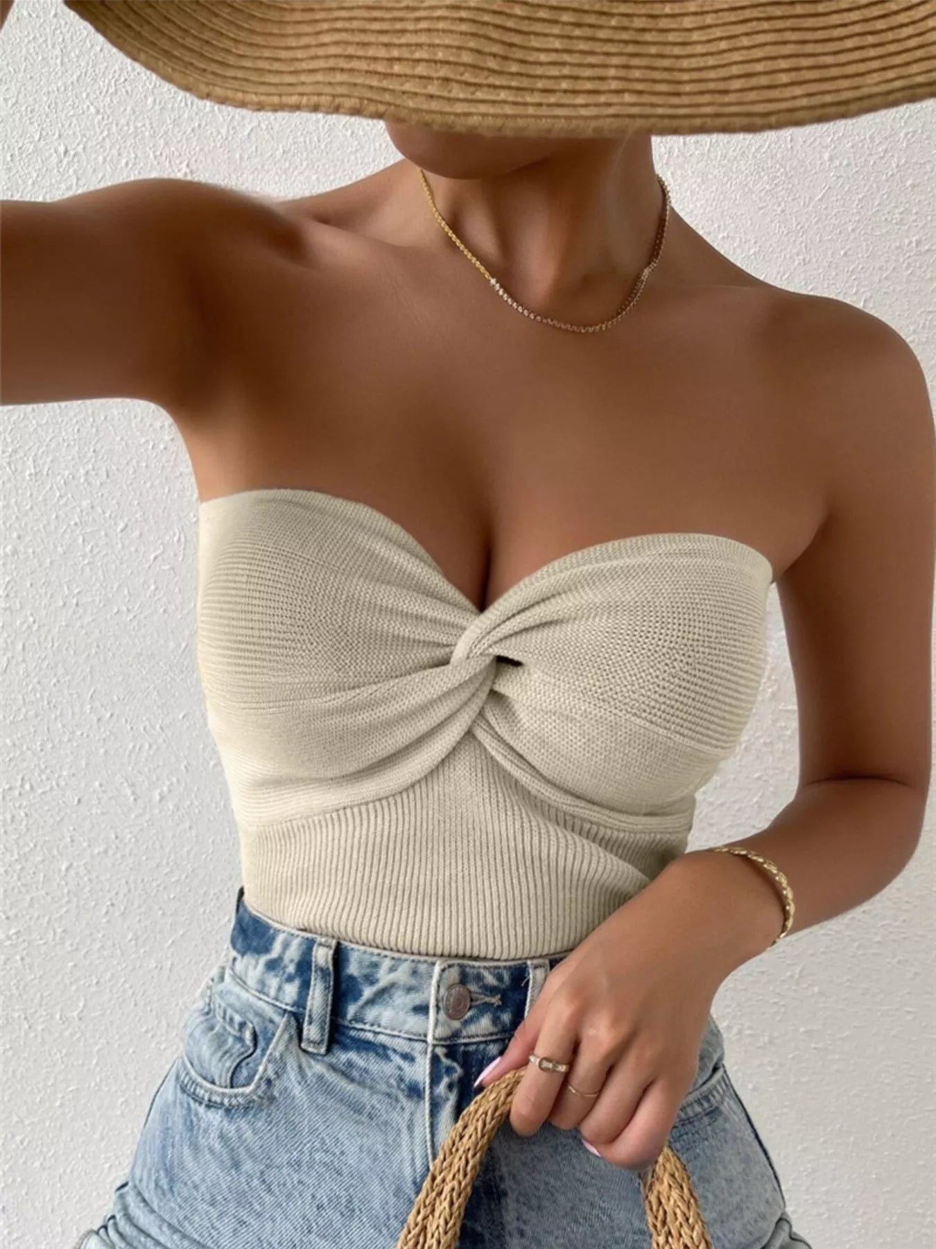 Twist-Front Ribbed Knit Tube — women's top Australia