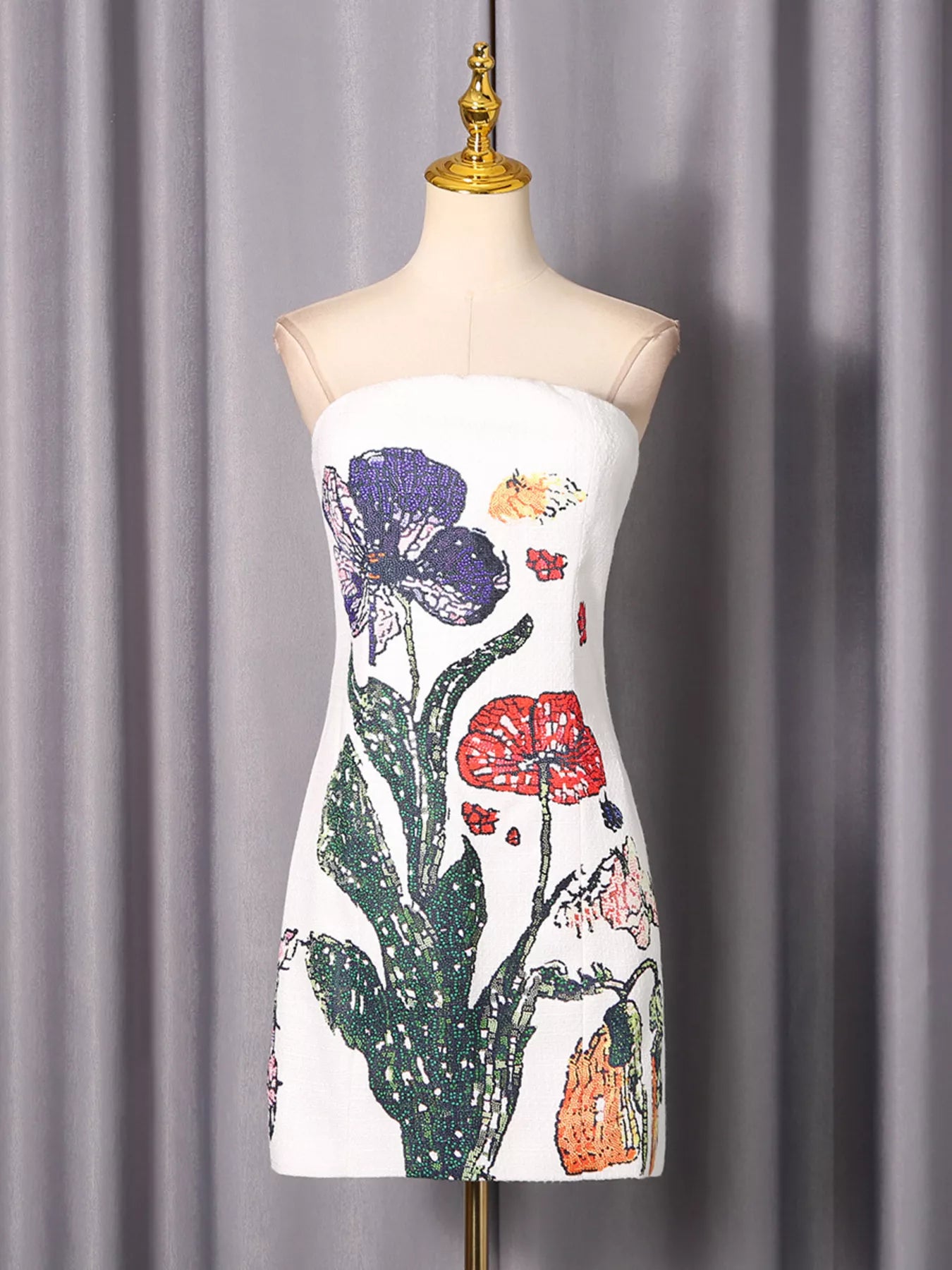 Women's Strapless Floral Mini Dress — Chic and Unique AU