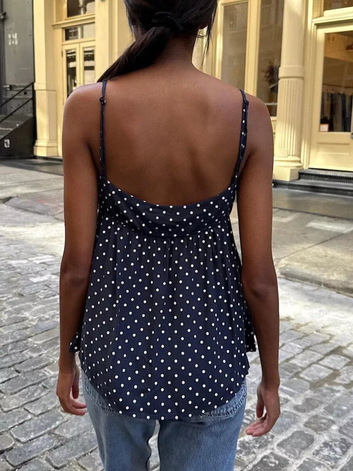 Polka Dot V-Neck Flowy Cami — women's cami Australia
