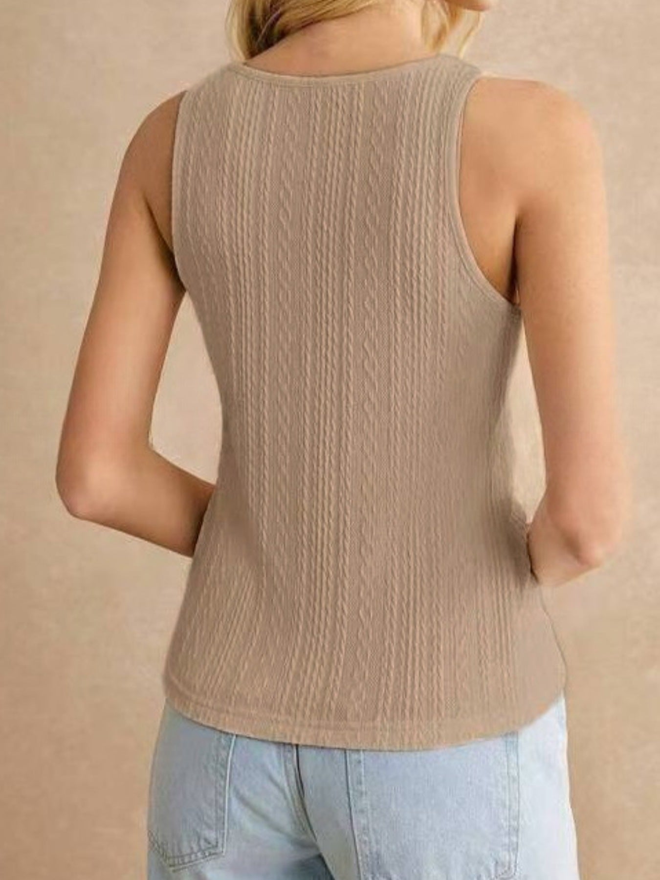 Textured Knit Scoop Neck Tank — women's tank top Australia