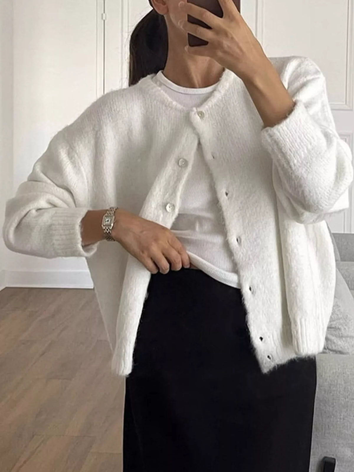 Women's Button Up Long Sleeve Cardigan — women's knitwear Australia