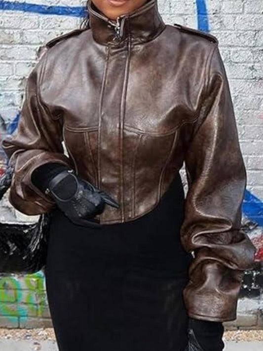 Vintage Style Slim Fit Leather Jacket — women's jacket Australia