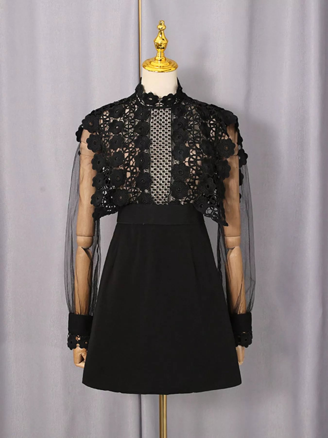 Women's Lace Sheer Sleeve Mini Dress — Chic and Unique AU