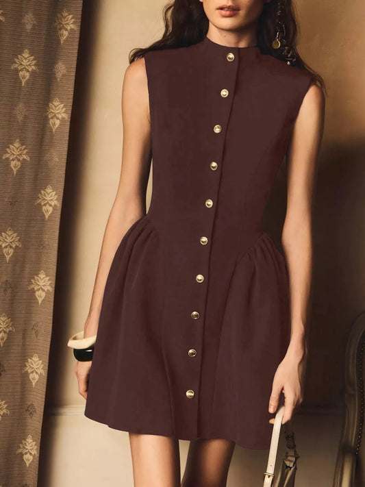 Sleeveless Button-Down A-Line Mini Dress — women's mini dress Australia