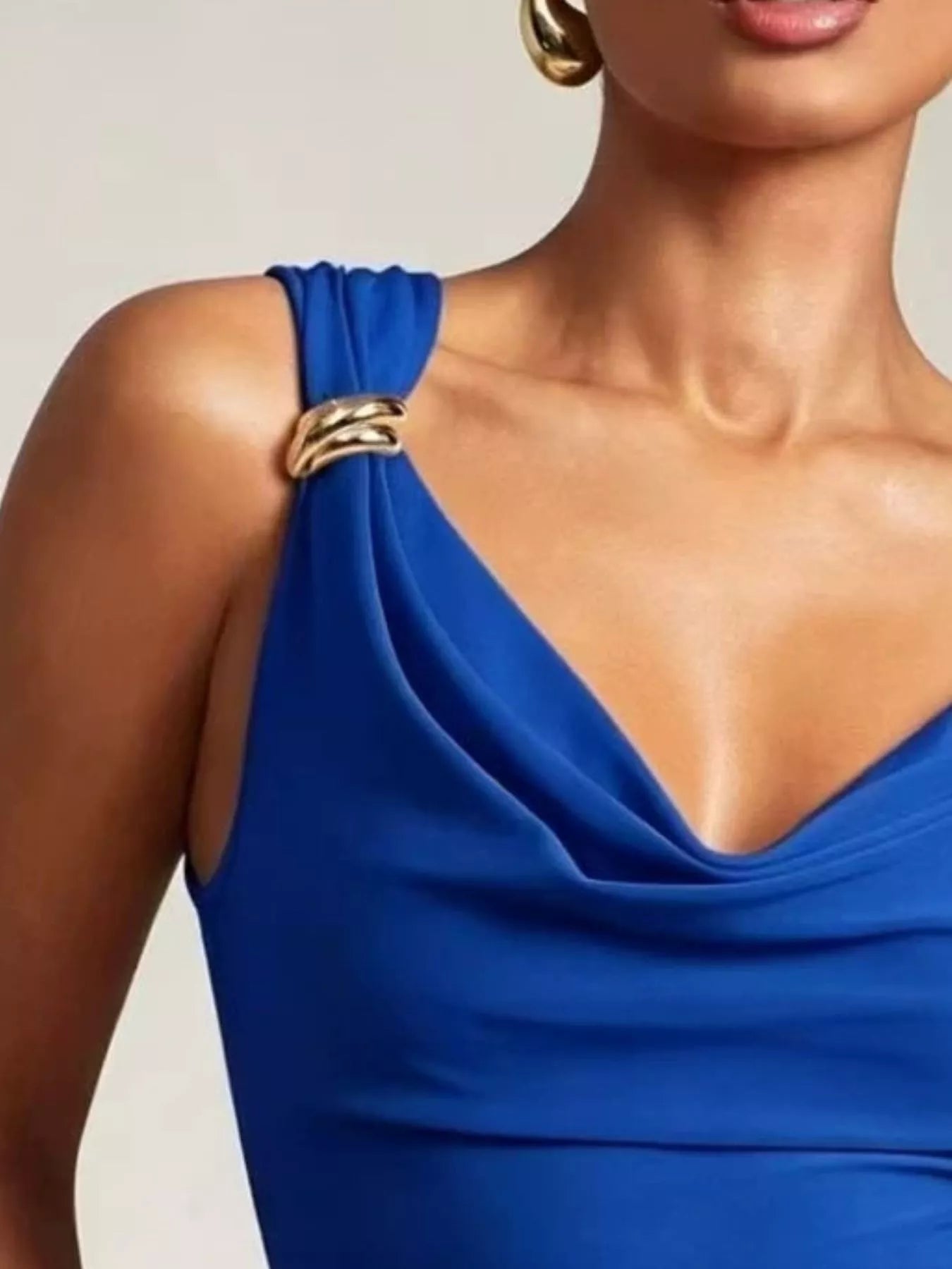 Cowl Neck Tank with Metal Ring Accents — women's tank top Australia