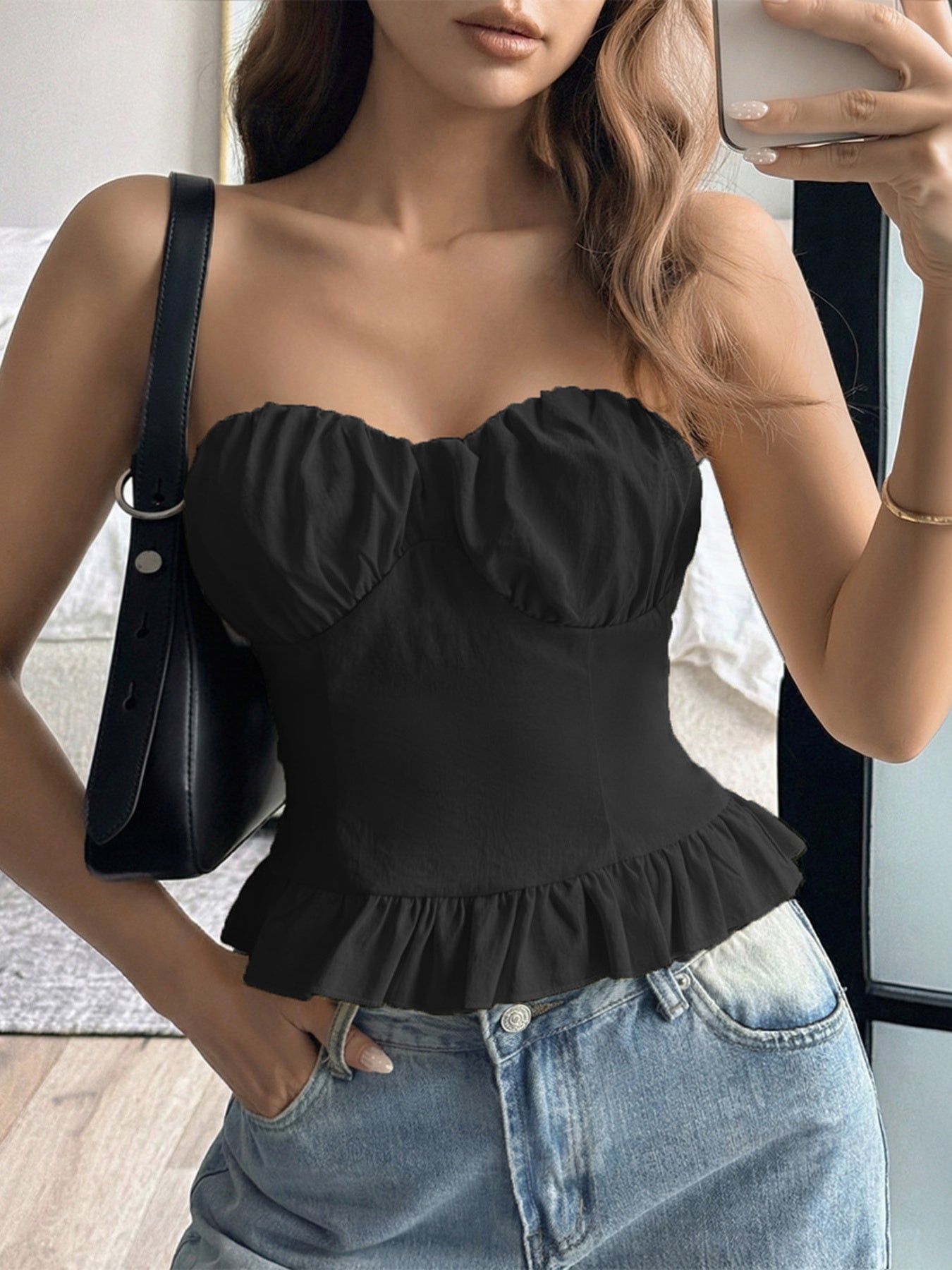 Ruffled Hem Tube Top — women's top Australia