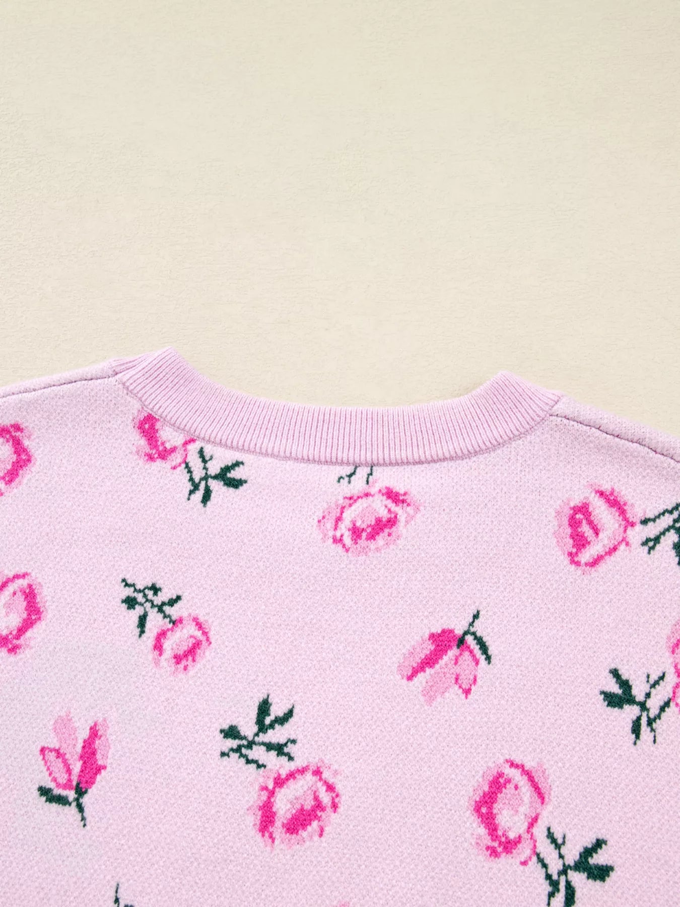 Women's Floral Drop Shoulder Cropped Sweater — women's cropped sweater Australia
