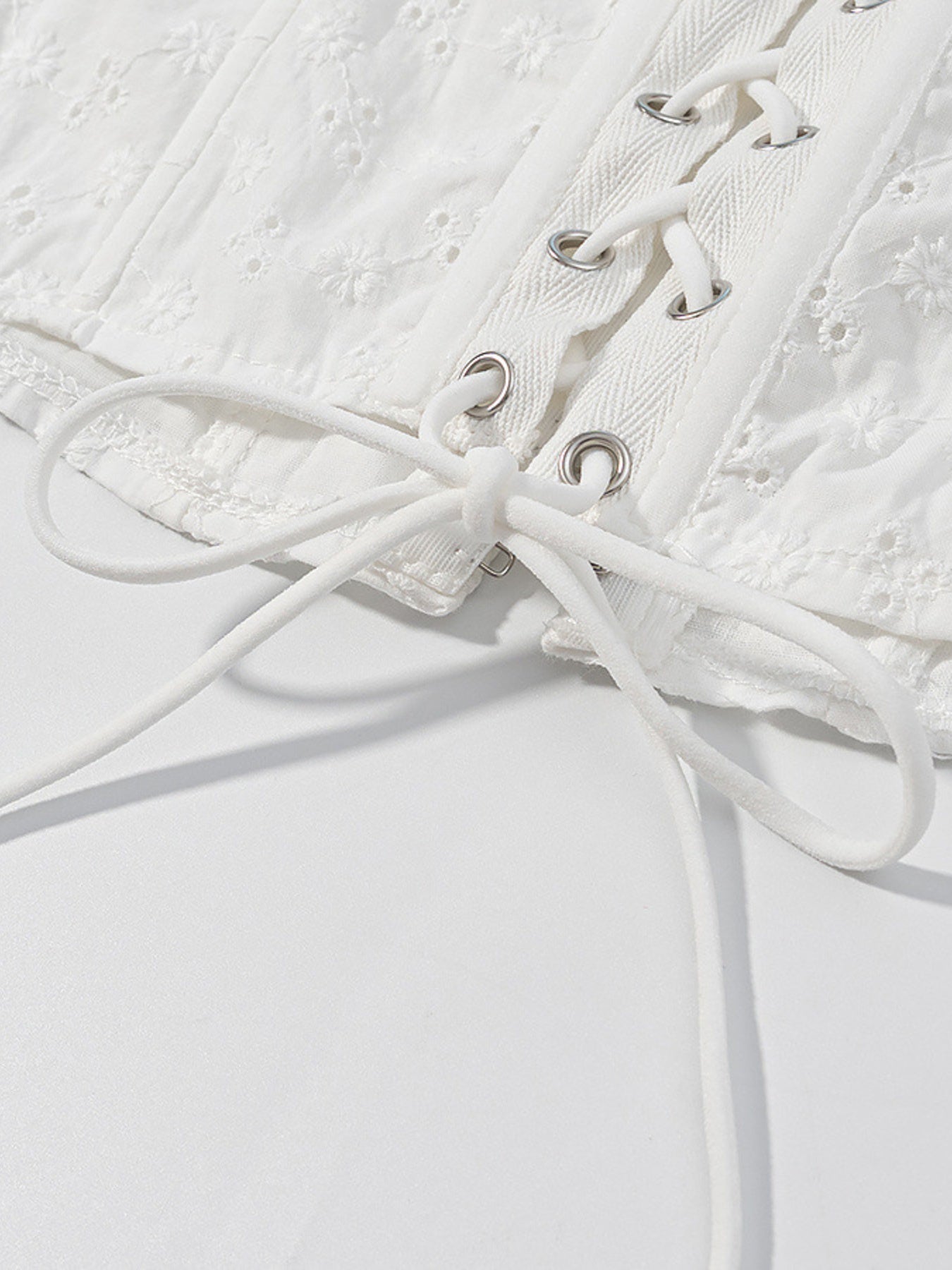 Lace Up Back Eyelet Ruffle Trim Tank — women's tank top Australia