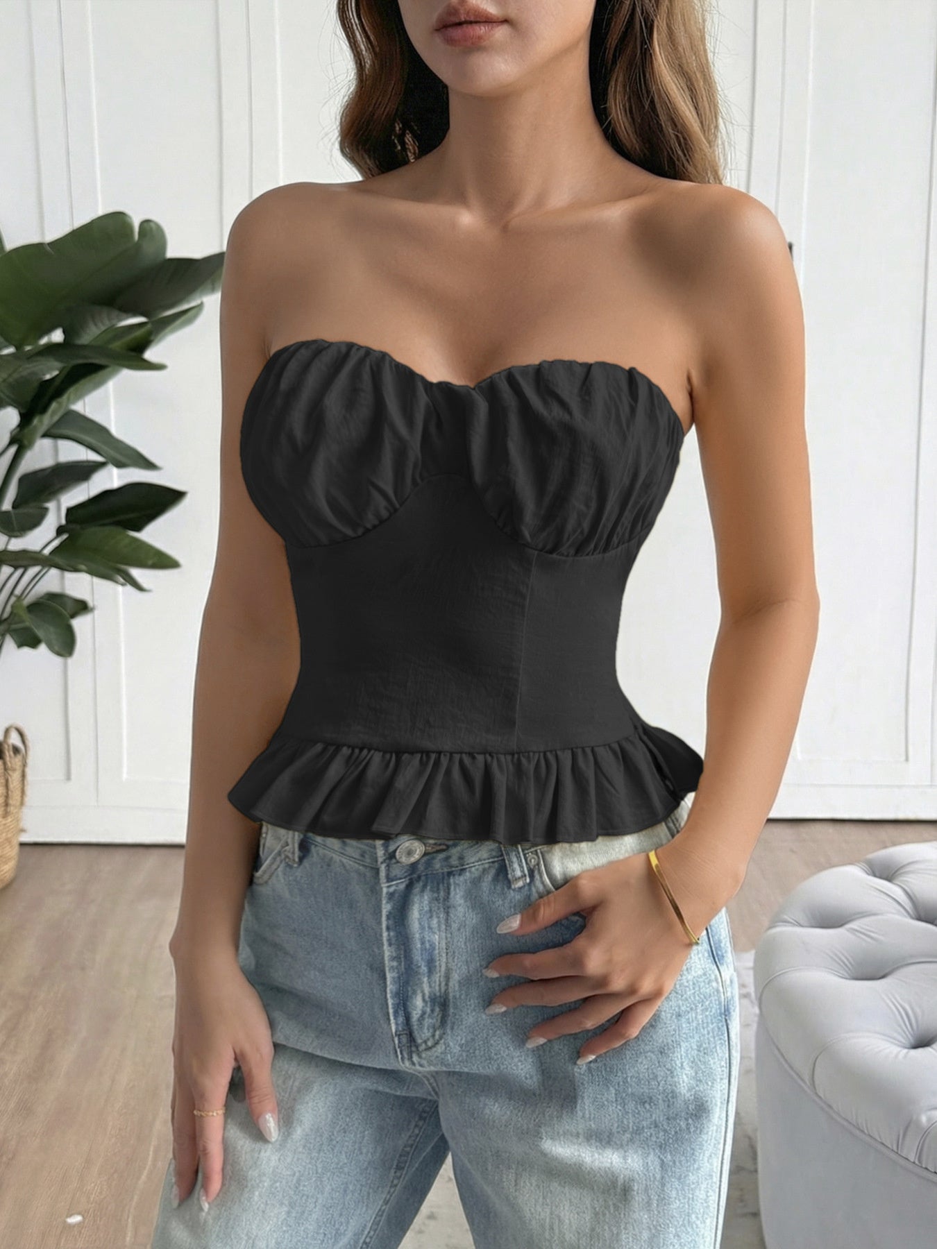 Ruffled Hem Tube Top — women's top Australia