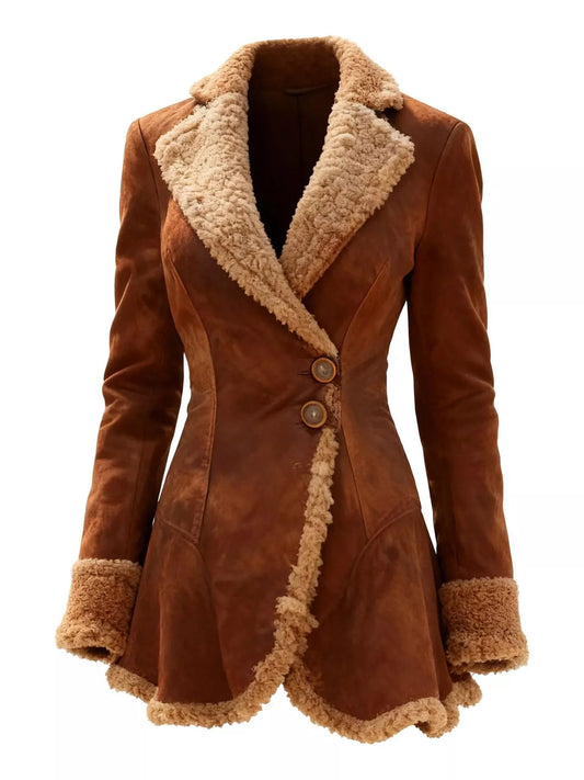 Vintage Suede Sherpa Trimmed Winter Coat — women's coat Australia