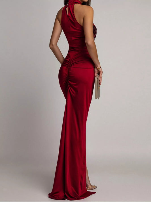 Sequin High Slit Sleeveless Maxi Dress — evening dress Australia