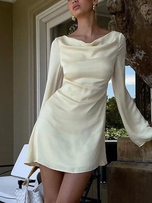 Backless Long Sleeve Mini Dress — party dress Australia