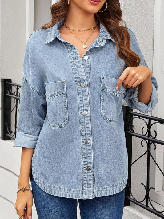 Casual Button Up Loose Fit Denim Jacket — women's jacket Australia