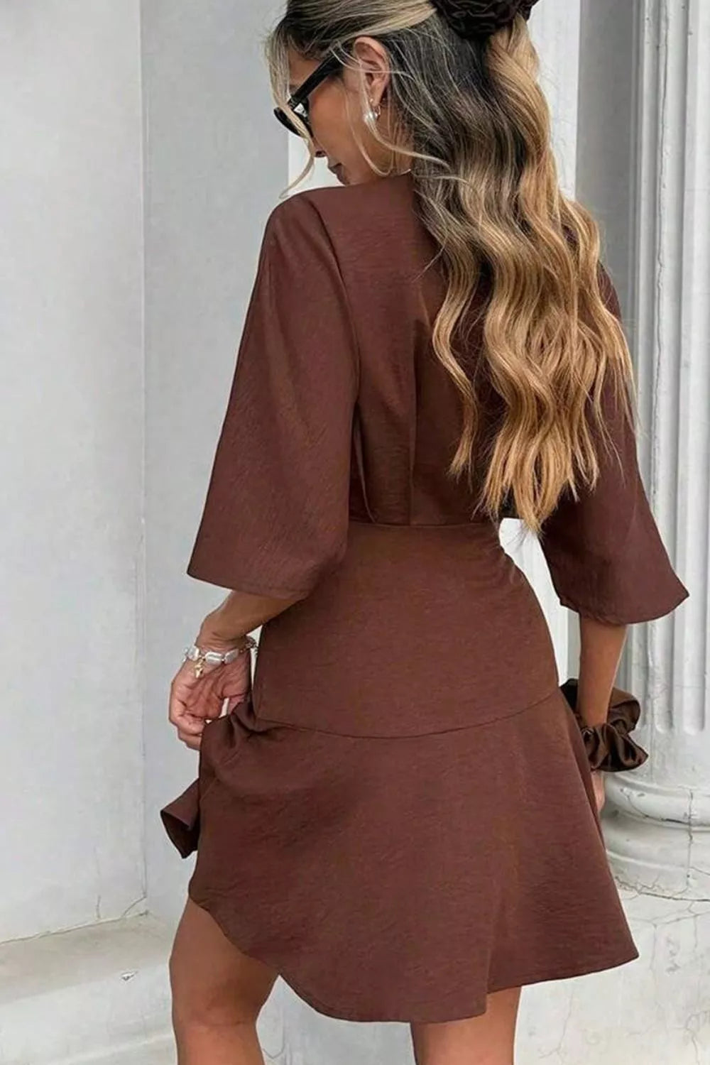 Women's Surplice Half Sleeve Mini Dress — Chic and Unique AU